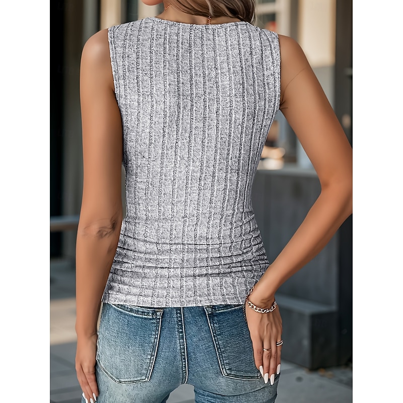 Women's Camisole Tank Top Solid Color Vintage Tropical Daily Sleeveless Scoop Neck Regular Tops Daily Black Purple Gray Spring, Fall, Winter, Summer2