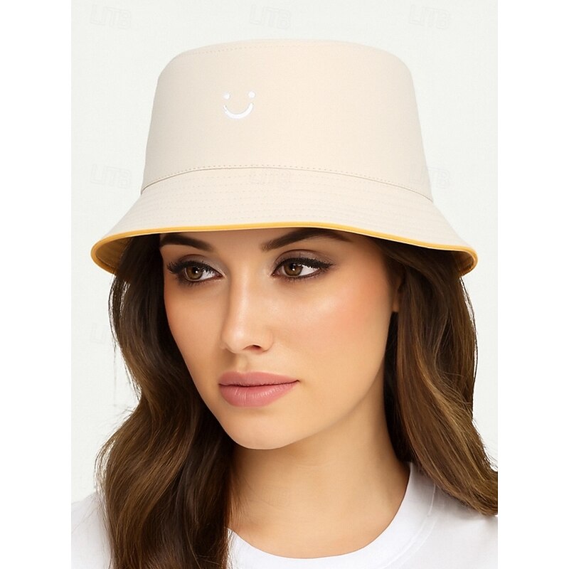 Women's Reversible Smiley Face Bucket Hat, Casual Cotton Sun Hat for Outdoor Travel, Beach and Everyday Wear2