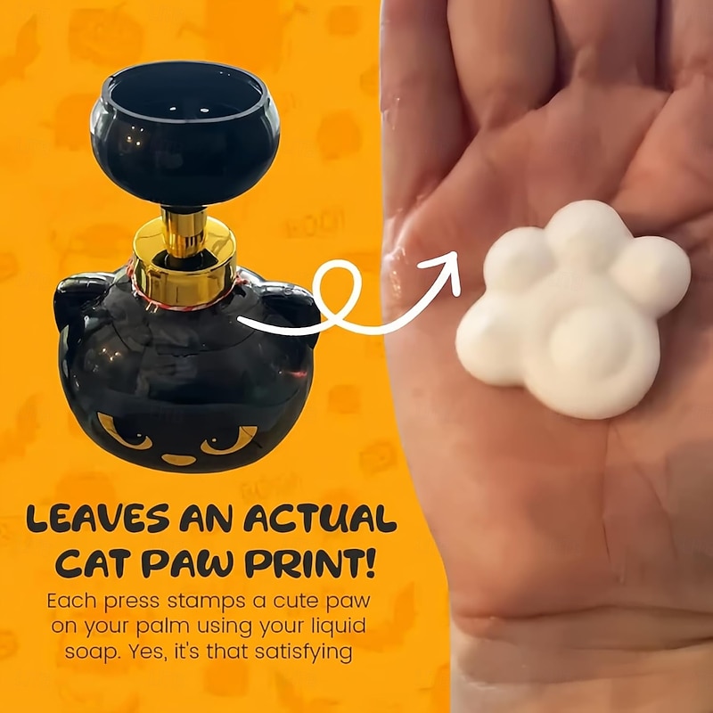 Cat Paw Soap Dispenser Pawprint Magic Halloween Edition Cat Paw Foam Soap Dispenser Refillable Empty Hand Soaps Pump Bottle for Bathroom and Kitchen Ideal Gifts for Cats Lovers3