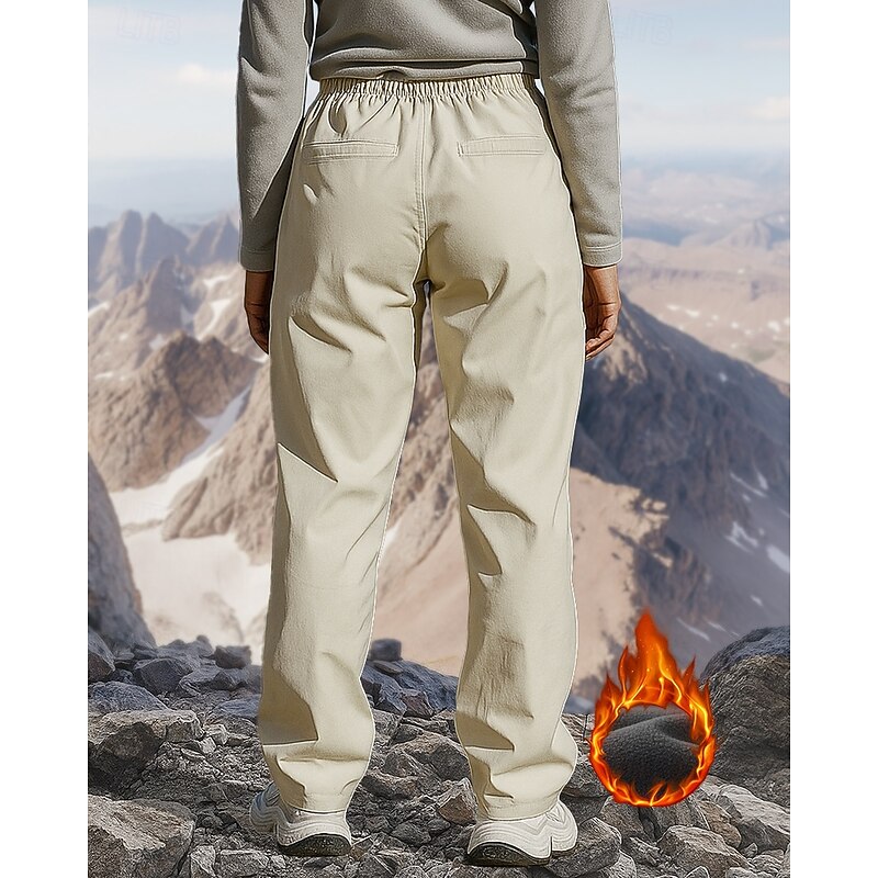 Men's Cargo Pants Hiking Pants Trousers Hiking Trousers Fleece Pants Winter Outdoor Regular Fit Thermal Warm Fleece Lining Waterproof Windproof Pants / Trousers Elastic Waist Dark Grey Black Camping2