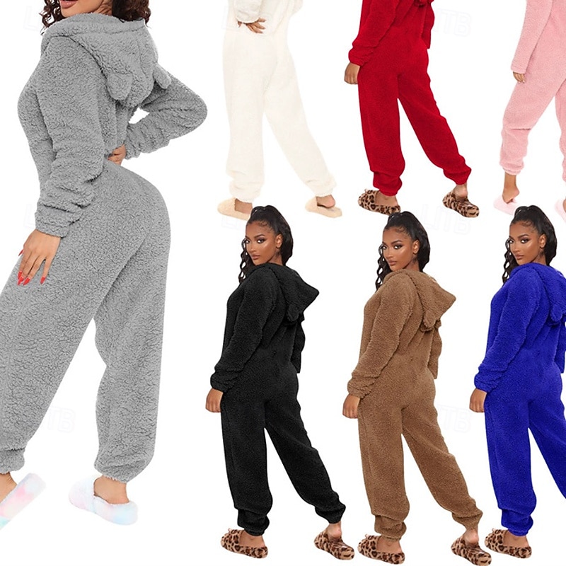 Women's Normal Jumpsuit Active Solid Color Long Sleeve Round Neck High Waist Vacation Daily Regular Fit Black White Red Summer