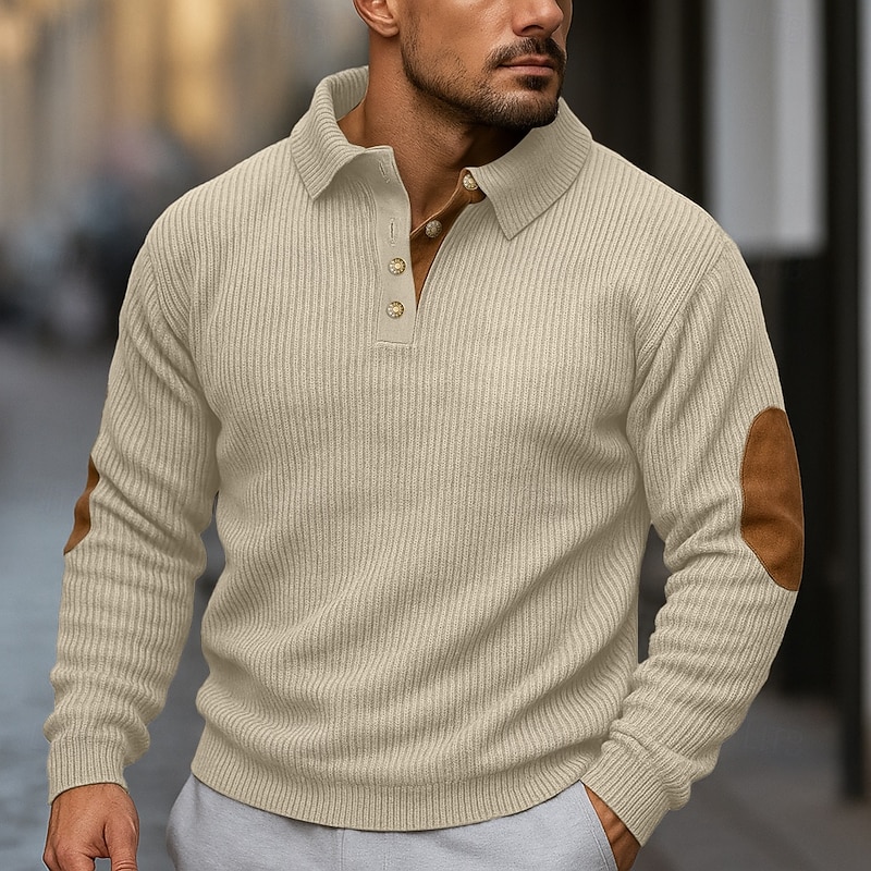 Men's Pullover Button Up Hoodie Apricot Black Blue Khaki Lapel Plain Patchwork Sports & Outdoor Casual Daily Streetwear Cool Sportswear Fall Spring &  Fall Clothing Apparel Hoodies Sweatshirts