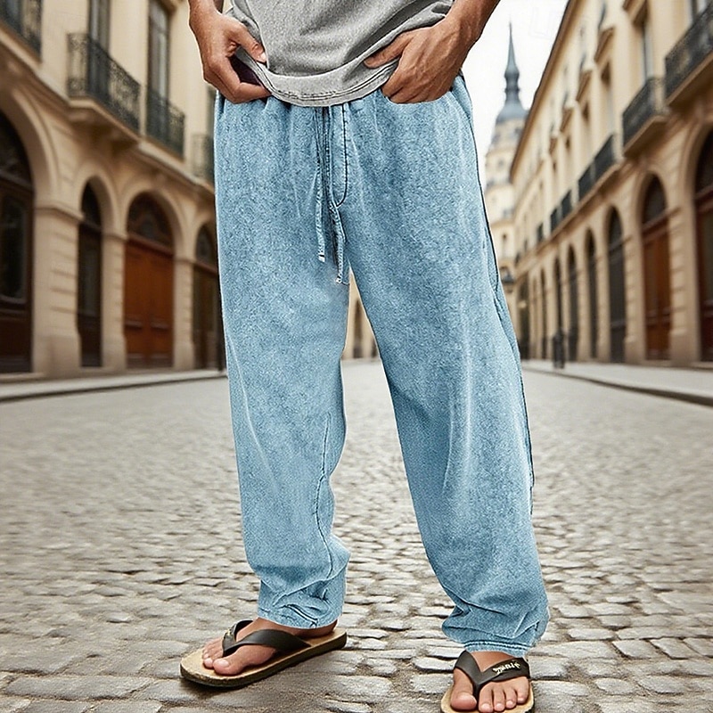 Men's Sweatpants Trousers Drawstring Pocket Elastic Waist Plain Comfort Sports Outdoor Daily Fashion Casual Black Navy Blue Micro-elastic