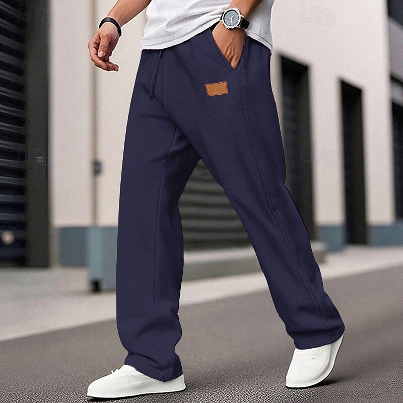 Men's Sweatpants Trousers Straight Leg Sweatpants Drawstring Pocket Elastic Waist Plain Comfort Sports Outdoor Daily Fashion Casual Black White Micro-elastic4