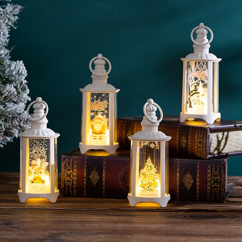 1 Pc 15 * 6.1CM Christmas LED with Light Electronic Candle Light Indoor and Outdoor Party Handheld Lantern Pendant Light Wind Light Desktop Decoration Nightlight AG10 * 3 Batteries2