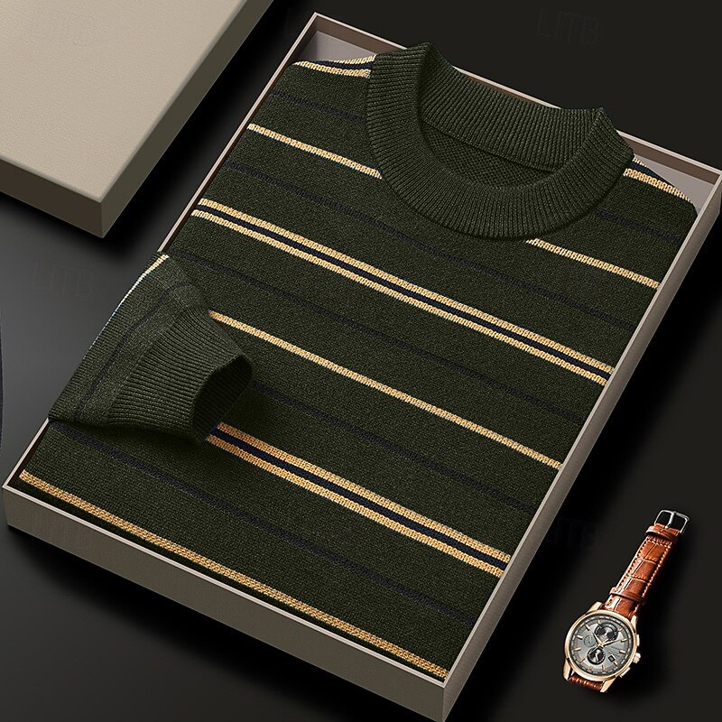 Men's Sweater Pullover Sweater Jumper Ribbed Knit Regular Tops Knitted Slim Fit Plain Crew Neck Knitwear Contemporary Casual Daily Wear Clothing Apparel Fall Black Red M L XL3