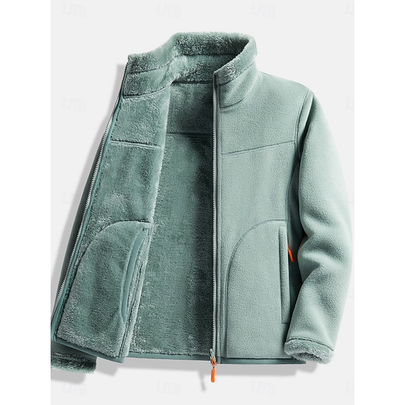 Women's Sherpa Jacket Comfortable Breathable Zipper Pocket Casual Plain Vacation Street Casual Daily Wear Single Breasted Regular Stand Collar Regular Fit Long Sleeve Outerwear Pink Purple Fuchsia3