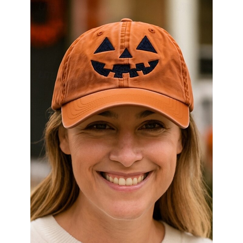 Unisex Halloween Pumpkin Face Baseball Cap, Casual Adjustable Jack-O-Lantern Hat for Parties, Festivals and Outdoor Wear