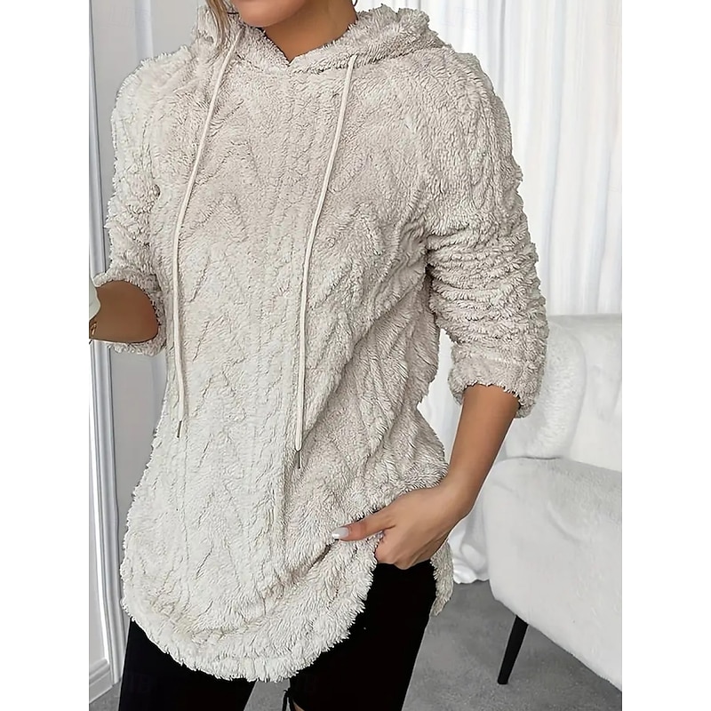 Women's Blouse Solid Color Stylish Casual Long Sleeve Hooded Long Tops Daily Black Red Purple Dark Gray Apricot Spring Fall Winter3