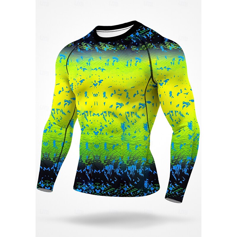 Men's Running T-Shirt Athletic Shirt Gym Shirt Fitness Shirt Workout Shirt Long Sleeve Tee Tshirt Gradient UPF 50 UV Resistant Soft Sweat wicking Mountain Bike / MTB Gym Workout Mountain Bike MTB