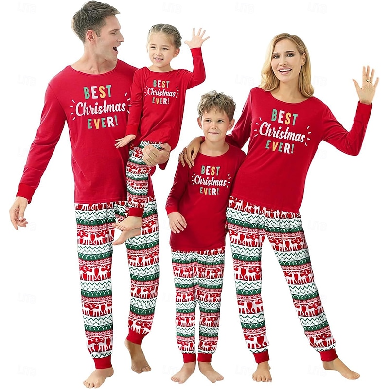 Santa Claus Family Christmas Pajamas Nightwear Men's Women's Boys' Girls' Family Matching Outfits Sweet Graphic Pattern Adults Kid's Christmas New Year Christmas Eve Home Wear Top Pants2
