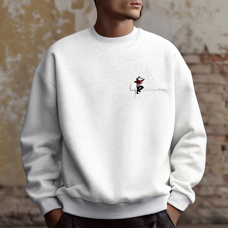 Men's Sweatshirt Black White Navy Blue Crew Neck Plain Embroidery Sports & Outdoor Daily Holiday Cotton Streetwear Basic Casual Spring Fall Clothing Apparel Hoodies Sweatshirts