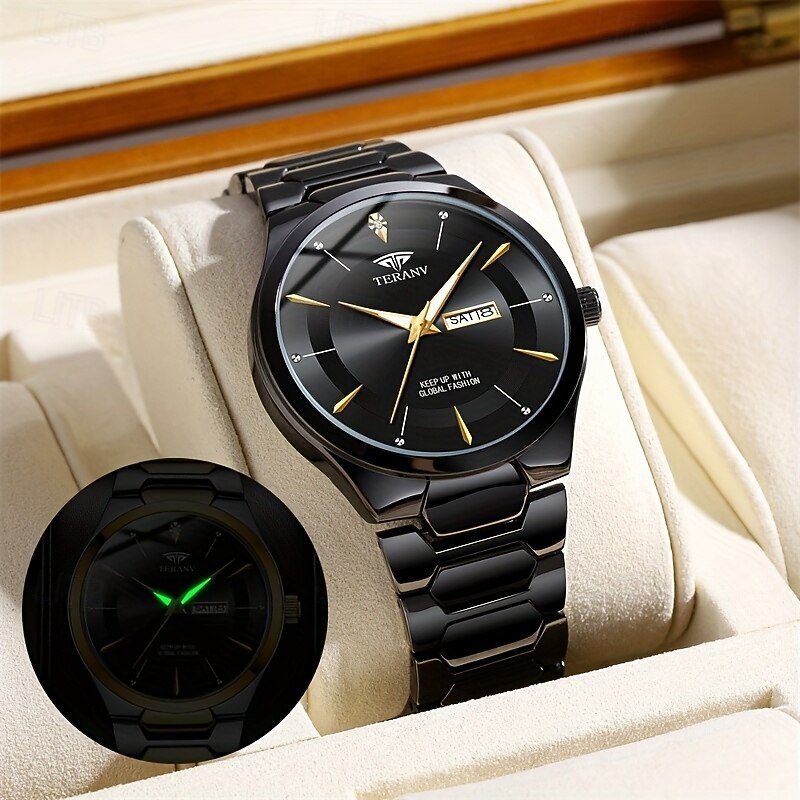 A New Original Business-Style Men'S Watch Px7 Water-Resistant Luminescent Quartz Watch With Date And Day Display Fashionable Trendy Casual And Versatile Ideal Gift For Life And Travel Men'S Sport