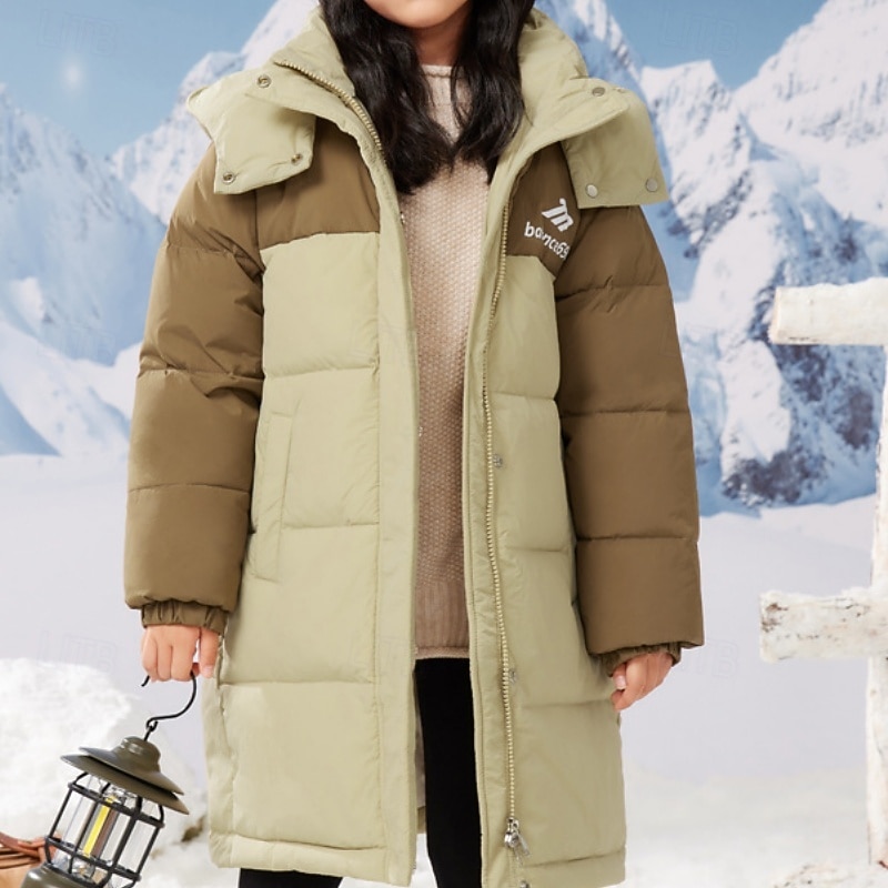 Kids Girls' Down Jacket Outdoor Jacket Puffer Jacket Color Block Fashion Keep Warm Windproof Outdoor Coat Outerwear 4-12 Years Fall Black Pink Purple4