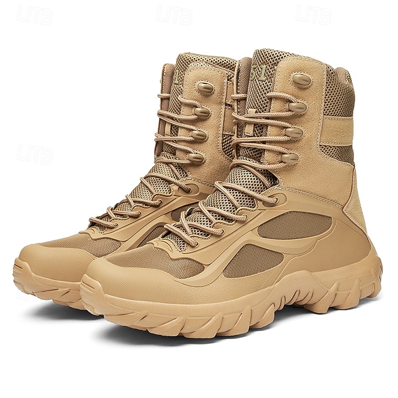Men's Tactical Combat Style Hiking Boots with Lace-Up Design, Ankle Support, Thick Non-Slip Sole, Durable Outdoor Footwear for Work, Travel and Adventure2