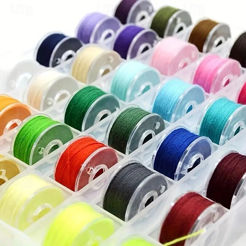 25pcs Colorful Sewing Thread Spools with Storage Box – Practical, Easy to Install, Replacement for Home Sewing Machines2