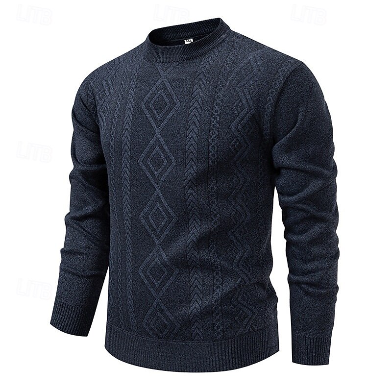 Men's Sweater Pullover Sweater Jumper Ribbed Knit Regular Tops Knitted Slim Fit Plain Crew Neck Knitwear Contemporary Casual Daily Wear Clothing Apparel Fall Black Burgundy L XL 2XL2