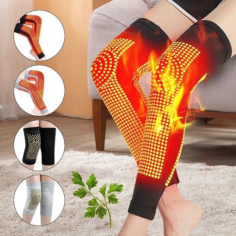 1 Pair Tourmaline Acupressure Self-heating Knee Sleeve, Double-sided Mugwort Thermal Knee Pads for Men & Women, Warm Joint Support Brace for Cold Legs, Arthritis Pain Relief & Winter Protection