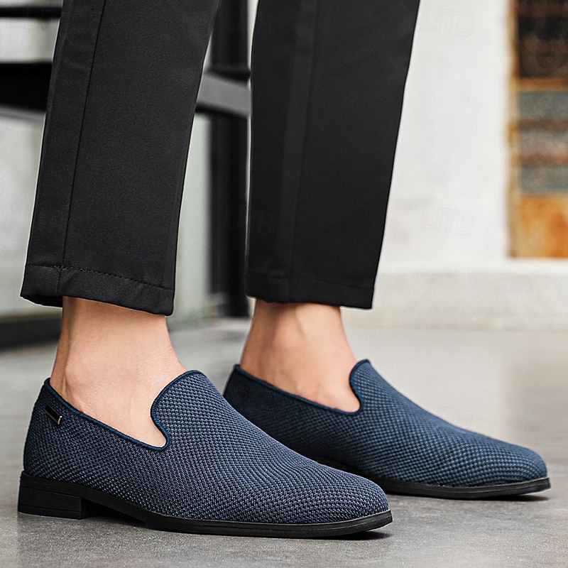 Men's Red Breathable Knit Slip-On Shoes, Lightweight Casual Walking Loafers for Summer, Travel and Streetwear Fashion3