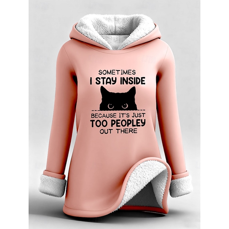 Women's Pullover Hoodie Sweatshirt Graphic Letter Warm Casual Sherpa Fleece Long Sleeve Hooded Long Tops Street Dailywear Casual Print Pink Dark Pink Red Blue Gray Fall Winter4