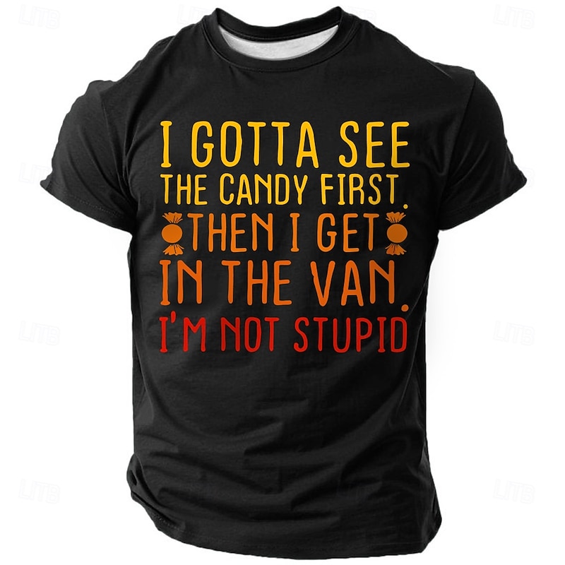 Men's Candy Funny Slang T Shirt Short Sleeve T shirt 3D Print Crew Neck Shirt Fashion Daily Street Daily Black White Blue Summer Spring Clothing Apparel S M L XL XXL XXXL