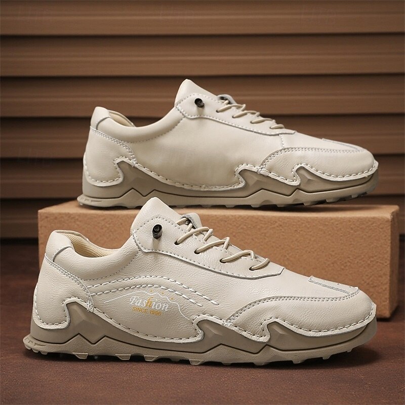 Men's Faux Leather Lace-Up Sneakers Trendy Streetwear Running Shoes – Comfortable Daily Walking and Casual Outfits3