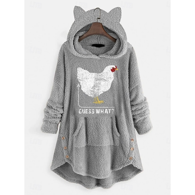 Women's Pullover Hoodie Sweatshirt Cat Letter Casual Long Sleeve Hooded Crop Tops Street Dailywear Casual Light Pink Pink Wine Red Dark Gray Fall Winter2