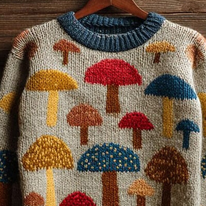 Women's Sweater Daily Casual Graphic Ribbed Crew Neck Knitted Print Long Sleeve Regular Tops Knit Outdoor Weekend Blue Fall Winter2