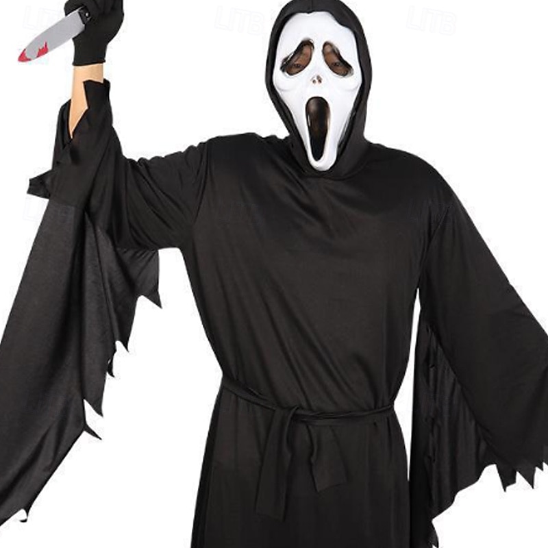 Halloween Ghost Face Mask for Kids, Scary Latex Full Head Mask for Cosplay, Grim Reaper Costume, Haunted House, and Masquerade Party Decor2