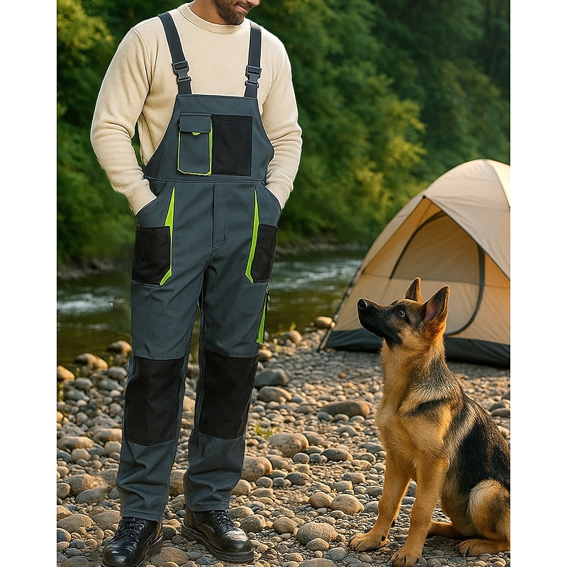 Men's Outdoor Bibs Fishing Bibs Summer Outdoor Regular Fit Waterproof Windproof Bottoms Pocket Black Green Camping / Hiking Running S M L XL XXL