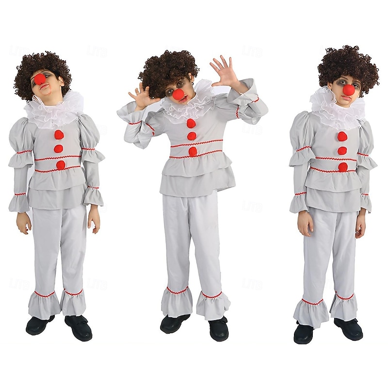 Clown Pennywise Halloween Fancy Costume Jumpsuit Halloween Group Family Costumes It Horror Scary Costume Kid's Adults' Men's Boys' Halloween Carnival Performance Party Easy Halloween Costumes Dress Up3