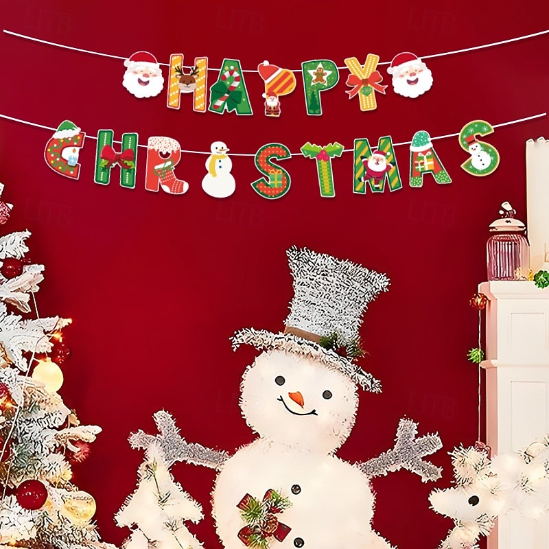 Christmas Pennant Flags, Triangle Bunting Banner, Holiday Party Decoration, Festive Store and Home Xmas Hanging Flags