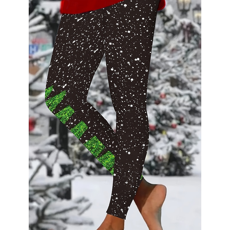 Women's Leggings Vacation Vintage Fashion Ankle-Length High WaistPantsUgly Christmas Graphic Christmas Printing Thermal Warm Soft Breathable Stretchy Formal Outdoor Vacation Black Summer Spring Fall2