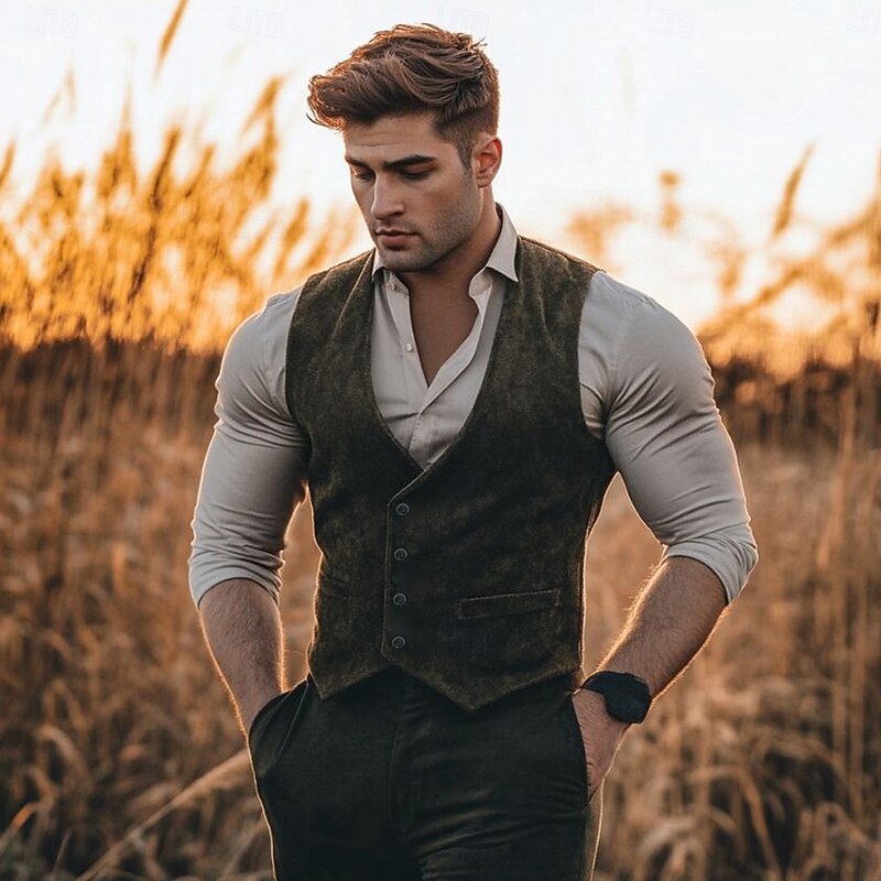 Men's Wedding Business Party Suits Notch Lapel Dark Green Fashion Daily Solid Colored Slim Fit 2 Piece3