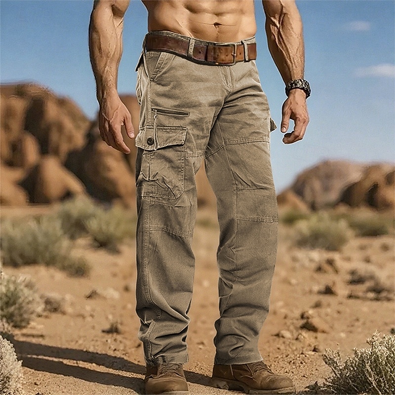 Men's Cargo Pants Trousers Hiking Pants Buttons Multi Pocket Plain Wearable Outdoor Daily Camping & Hiking Fashion Classic Army Yellow Black