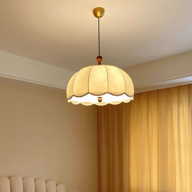 Bedroom Chandelier, Printed Fabric Shade Pendant Light, European Living Room Suspended Lighting Fixture, Vintage Home Dining Room Ceiling Hanging Lamp