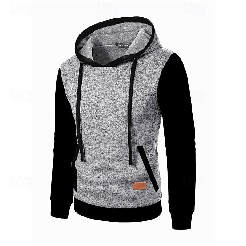 Men's Hoodie Black Wine Army Green Navy Blue Blue Hooded Color Block Patchwork Pocket Sports & Outdoor Daily Holiday Polyester Streetwear Basic Casual Spring Fall Clothing Apparel Hoodies Sweatshirts