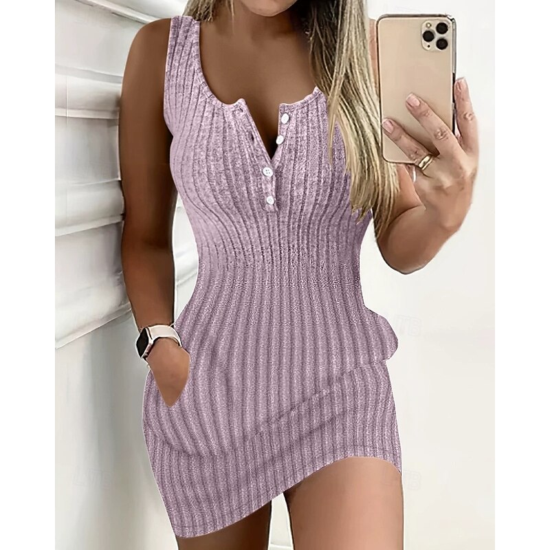 Women's Midi Dress Sweater Dress Casual Dress Elegant Fashion Modern Outdoor Daily Going out Regular Fit Plain Sleeveless Straps Maroon Black Pink Blue Spring Autumn2