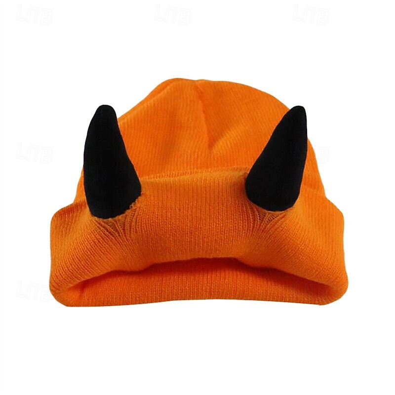 Men's Unisex Beanie Hat Winter Hats Beanies Skull Cap Knit Hat Black Red Polyester Knitted Cozy Daily Wear Going out Devil Warm3