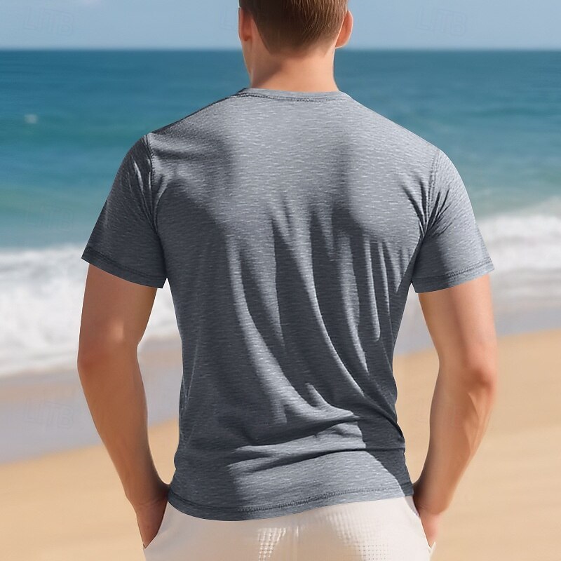 Men's T Shirt Henley Shirt Tee Short Sleeve Shirt Short Sleeve Henley Summer Spring Plain Fashion Designer Basic Buttons Vacation Street Going out Black White Yellow Top Tee for Men2