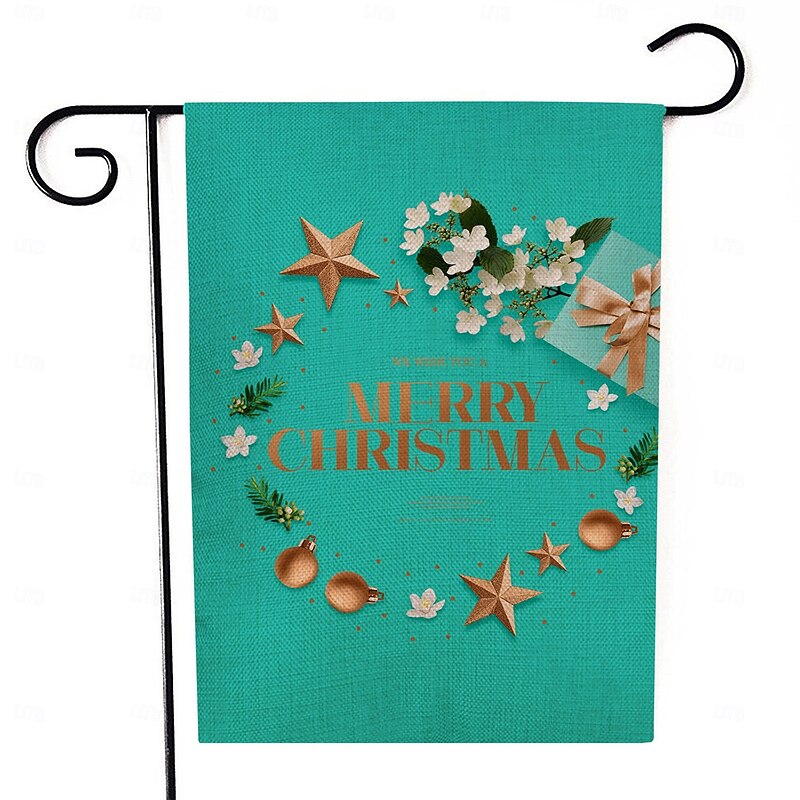 Christmas Garden Flag, Double-Sided Printed Linen Yard Banner, Holiday Outdoor Decoration Flag for Lawn, Porch, and Garden3
