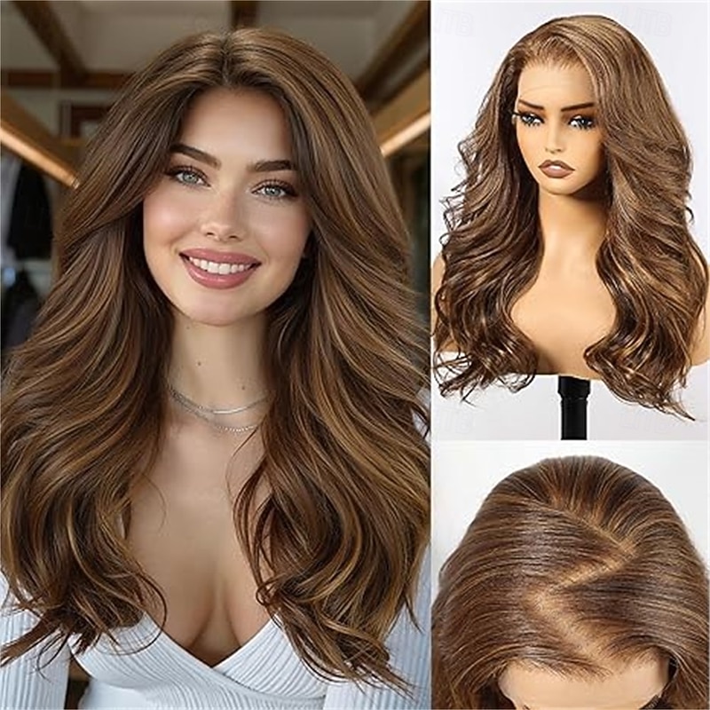 24 Inch Blonde Highlights Long Curly Layered Wigs Natural Wigs for Women Daily Use2