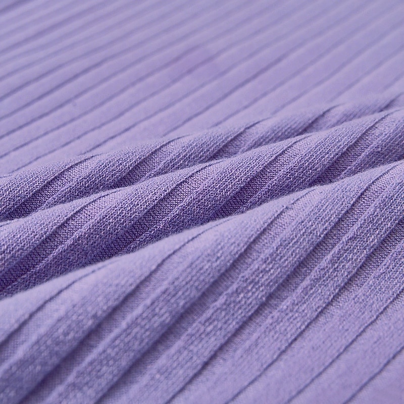 2 Piece Men's T Shirt Ribbed Knit tee Tee Top Long Sleeve Shirt Long Sleeve V Neck Spring Fall Winter Plain Pit Strip Fashion Designer Basic Knitting Vacation Street Casual Black  Purple Tee4