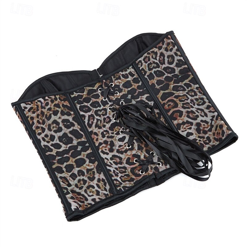 Women's Corset Shapewear Waist Cincher Shapewear Sexy Corset Fashion Sexy Leopard Pure Color Buttons Backless Vacation Street Date Sleeveless Corset Black White Brown Spring Fall Tailored Fit4