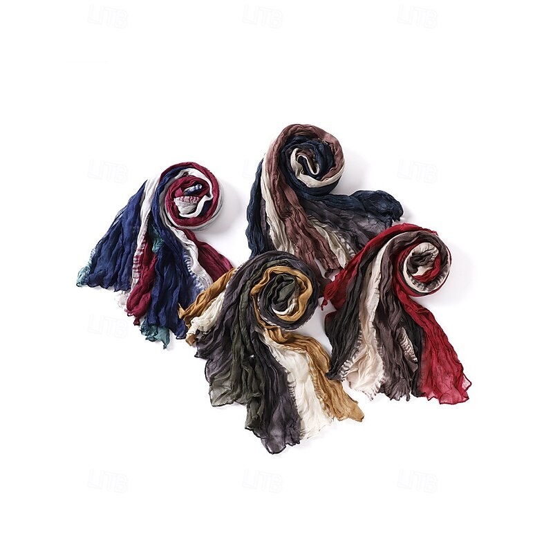 Men's Multicolor Pleated Scarf - Soft & Stylish, Perfect for Winter Fashion & Christmas Gifts4