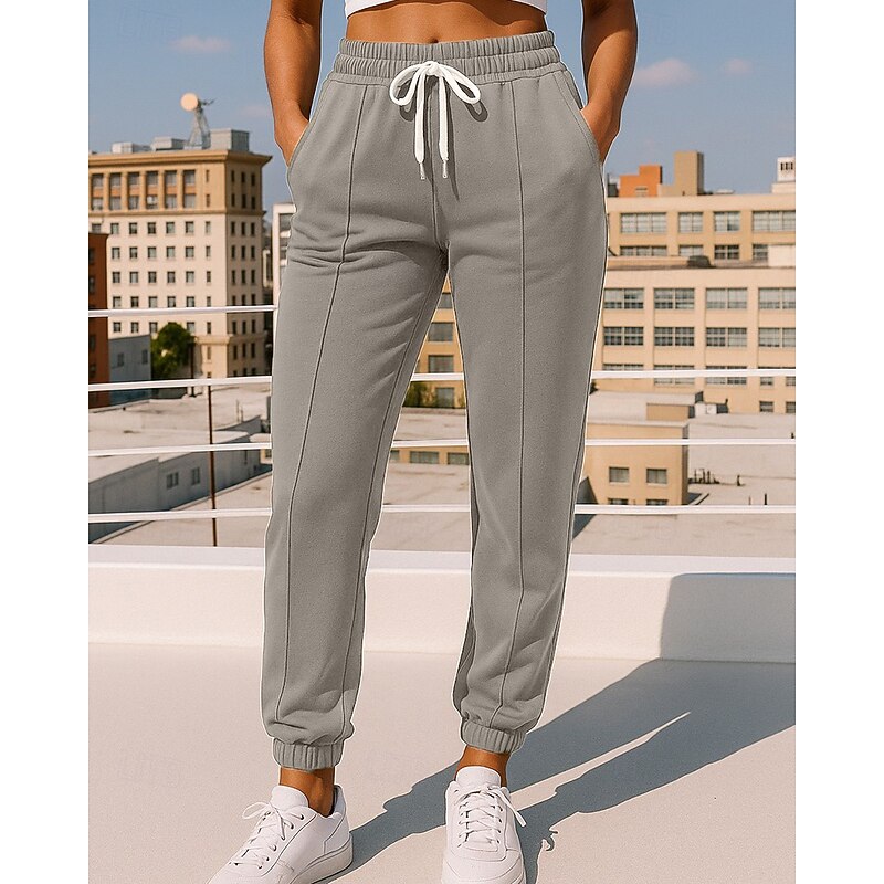 Women's Sweatpants Wide Leg Pants Jogging Pants Pocket Drawstring Thickening High Waist Bottoms Athleisure Gym Workout Fall Windproof Breathable Gym Workout Outdoor Running Regular Fit Sportswear