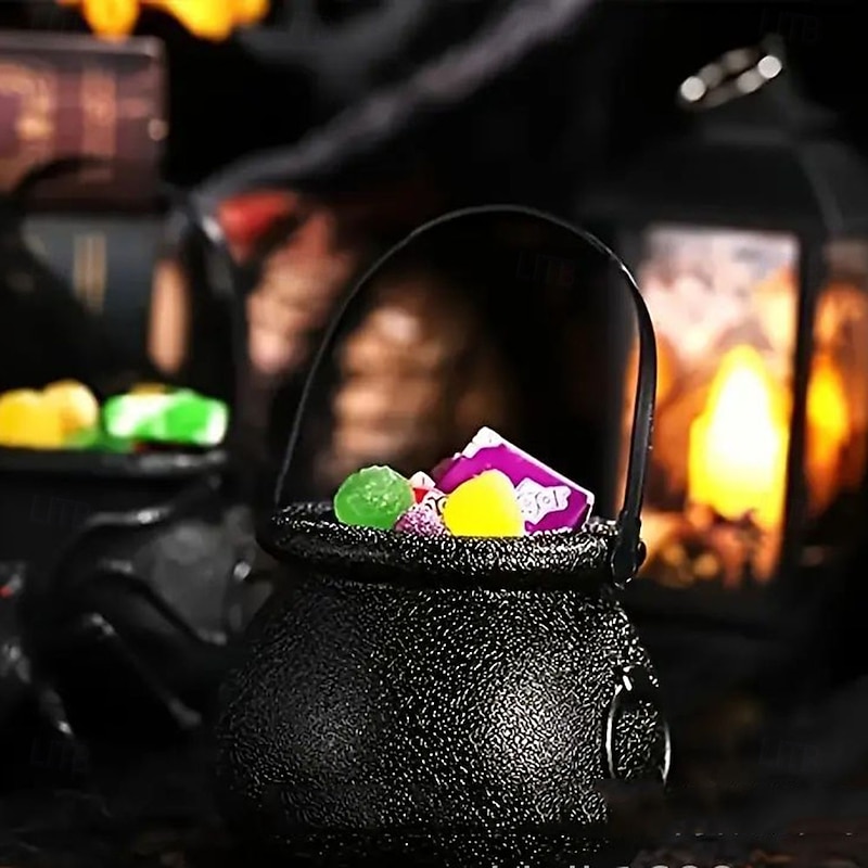 10 Pack Halloween Black Plastic Witch Pots  Suitable for Halloween Party Decorations Tableware4