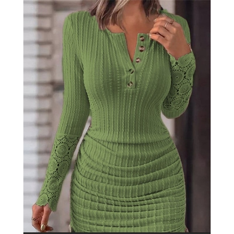 Women's Mini Dress Sweater Dress Casual Dress Bodycon Fashion Modern Daily Date Weekend Regular Fit Plain Long Sleeve Crew Neck Yellow Pink Army Green Purple Fall Winter2