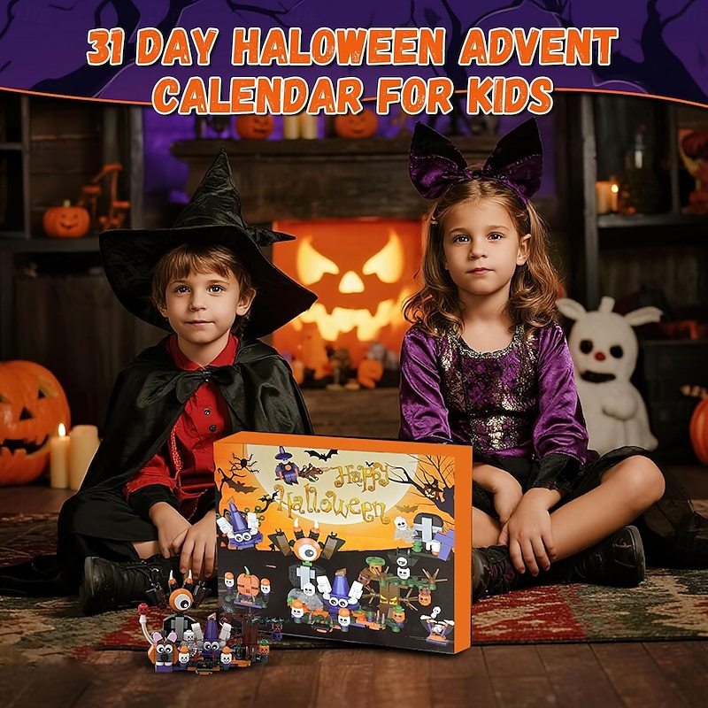 Halloween Advent Calendar 2025 Building Toy Set for Kids Adult Teens, 24 days Halloween Countdown Calendar, Building Blocks Set Surprise Toys Gift4