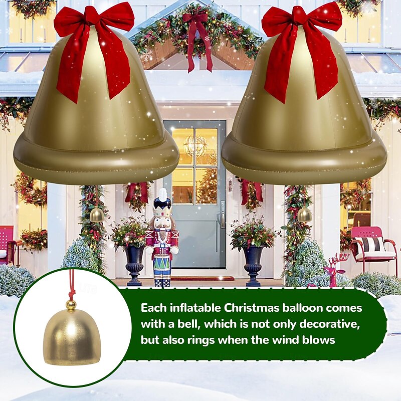 Christmas Outdoor Inflatable Jingle Bells Ball Decoration, PVC Large Xmas Balls Ornaments for Christmas Outside Holiday Yard Lawn Porch Decor, 21.6 inch4
